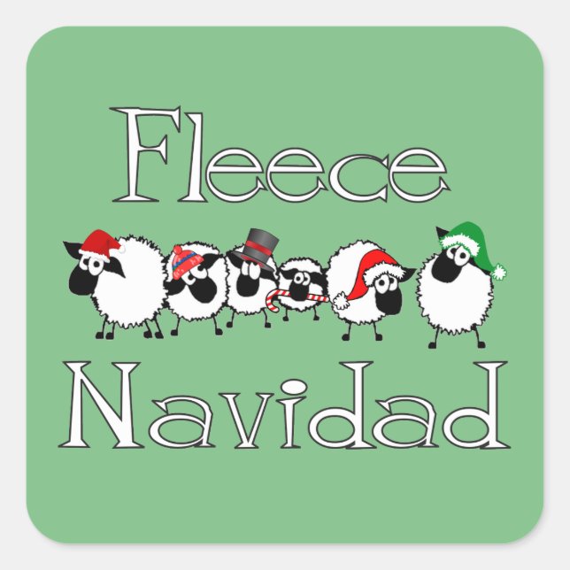 Cuadrada Fleece Navidad Pegatina (Anverso)