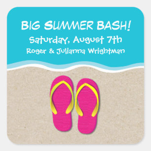 Cuadrada Flip Flops on the Beach Fiesta Pegatina