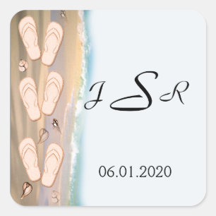 Cuadrada Flip Flops on the Beach Monogram Pegatina