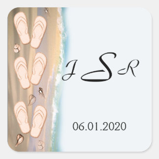Cuadrada Flip Flops on the Beach Monogram Pegatina