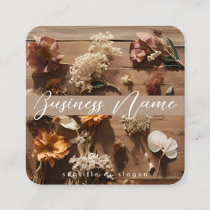 Cuadrada Floral seca Boho Estético Tarjeta de visita
