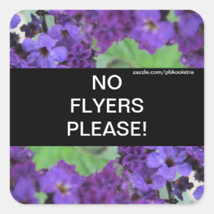 Cuadrada Flores moradas sin volantes, por favor Pegatina