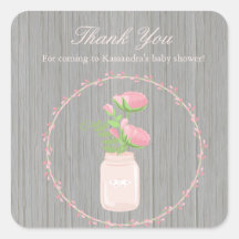 Flores Rústicas En Un Pegatina De Baby Shower Vase