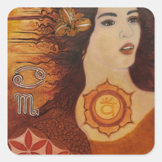 Cuadrada Flujo sensual: Pegatina de la diosa Sacral Chakra
