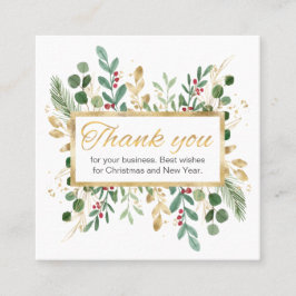 Cuadrada Foliage de oro verde gracias tarjeta de visita