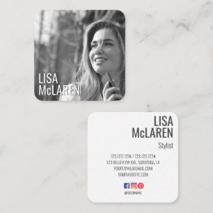 Cuadrada Foto Minimalista moderna tarjeta de visita con Soc