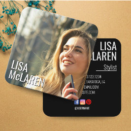 Cuadrada Foto Minimalista moderna tarjeta de visita con Soc