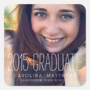 Cuadrada Foto moderna Pegatina de graduación 2015