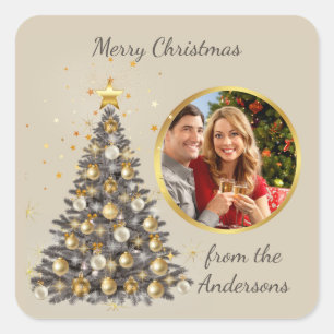 Cuadrada Foto Pegatina de Navidad - Estilo Elegante