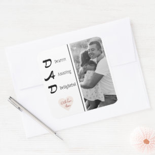 Cuadrada Foto Pegatina de papá personalizada   Regalo del D