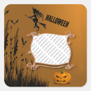 Cuadrada Fotografía, bruja, Pegatina de Jack o' Lantern