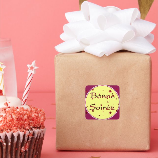 Cuadrada Francés: Pegatina de Bonne Soiree Square (Fiesta)