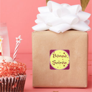 Cuadrada Francés: Pegatina de Bonne Soiree Square