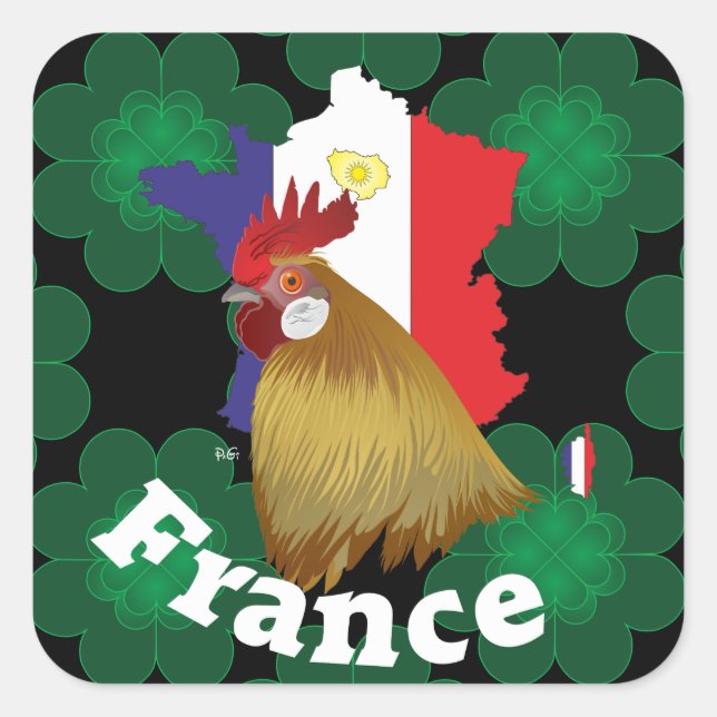 Cuadrada Francia France cía de fra pegatina (Anverso)