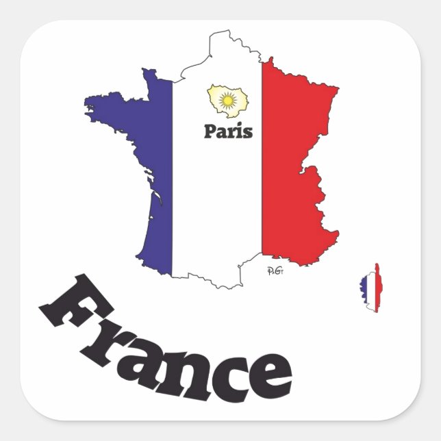 Cuadrada Francia France cía de fra pegatina (Anverso)
