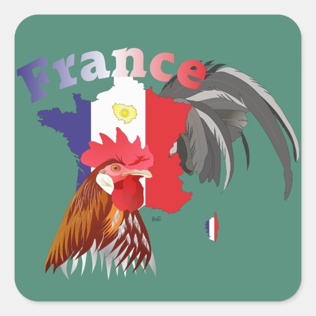 Cuadrada Francia France cía de fra pegatina (Anverso)