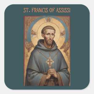Cuadrada Francisco de Asís Pegatina Católico