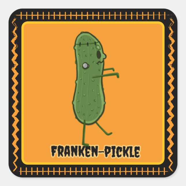 Cuadrada Franken-Pickle Pegatina (Anverso)