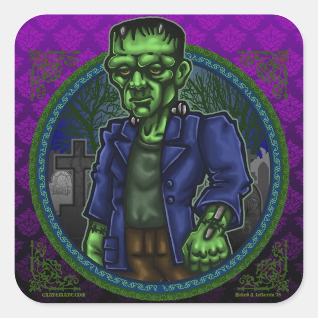 Cuadrada Franky Monster Design pegatina (Anverso)