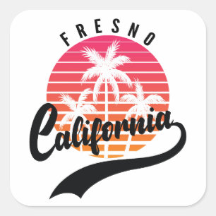 Cuadrada Fresno, Pegatina Retro de California