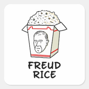 Cuadrada Freud Rice Philosophy Food Pun Pegatina