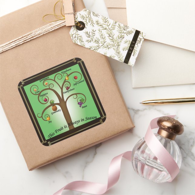 Cuadrada Fruta cristiana del Pegatina espiritual (Regalar)
