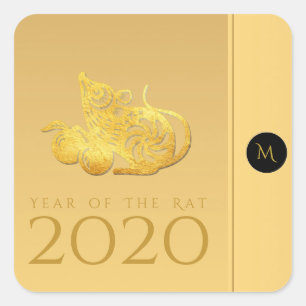 Cuadrada Frutos del Año de la Rata 2020 Pegatina elegante d