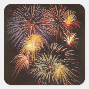 Cuadrada Fuegos artificiales - Pegatina