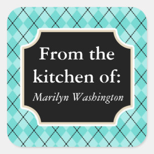 Cuadrada Fun Turquoise Kitchen Pegatina