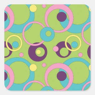 Cuadrada Funky Green Circles Pegatina