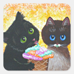 Cuadrada Funny Black Cat Creationarts Square Pegatina