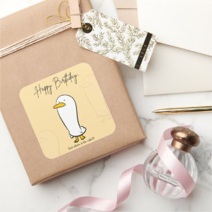 Cuadrada Funny Duck Birthday Pegatina - Regalo personalizad