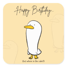Funny Duck Birthday Pegatina - Regalo personalizad