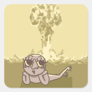 Cuadrada Funny Explosion Chiste Pegatina