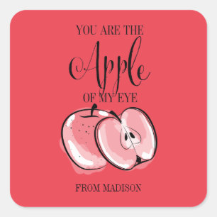 Cuadrada Funny Fruit Pun Apple Valentine Pegatina