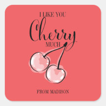 Funny Fruit Pun Cherry Valentine Pegatina