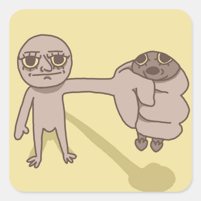 Cuadrada Funny Guy Frustrated Pegatina (Anverso)