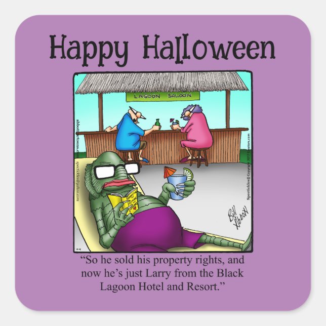 Cuadrada Funny Halloween Humor Pegatina (Anverso)
