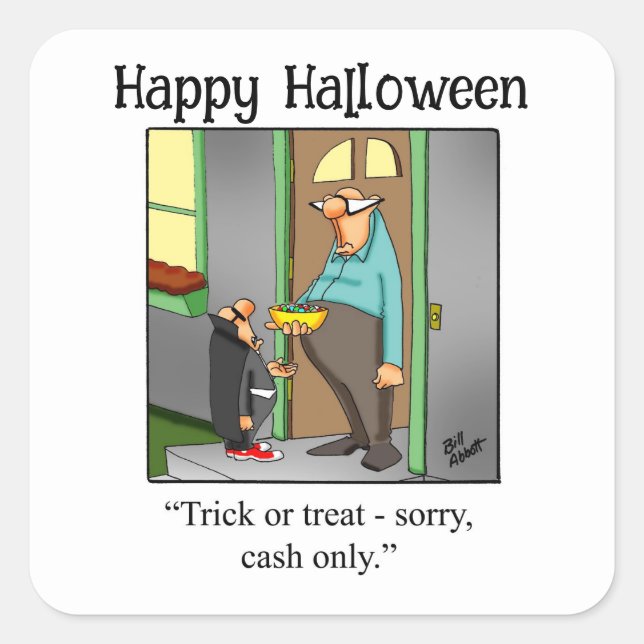 Cuadrada Funny Halloween Humor Pegatina (Anverso)