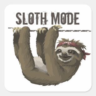 Cuadrada Funny Sloth Mode Pegatina