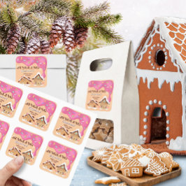 Cuadrada Galletas De Jengibre De Días Festivos Pegatina
