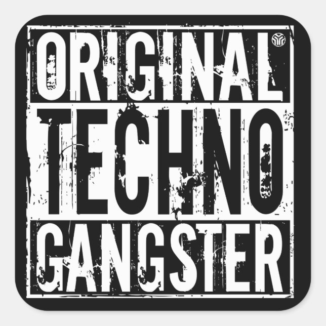 Cuadrada Gangster Techno original - Pegatina (Anverso)