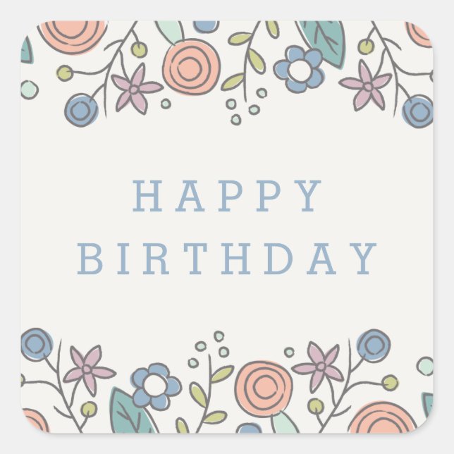 Cuadrada Garden Soiree Pegatina - Cornflower (Anverso)