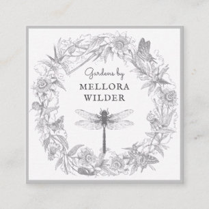 Cuadrada Gardener Dragonfly Floral tarjeta de visita