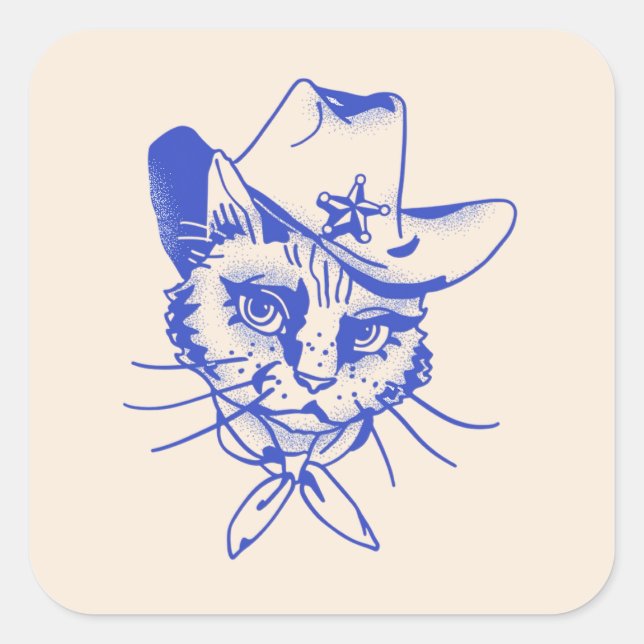 Cuadrada Gatito Pegatina (Anverso)