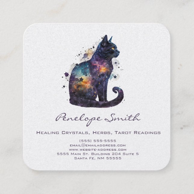 Cuadrada Gato acuático con tarjeta de visita Stars Square (Reverso)