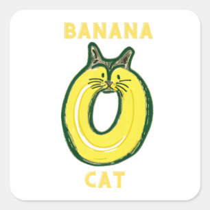 Cuadrada Gato bananero amarillo - lindo meme de pegatina ga