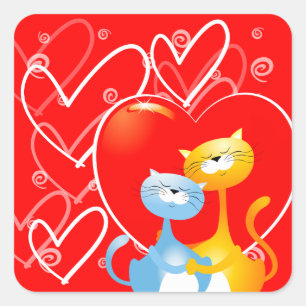 Cuadrada Gatos enamorados, pegatina