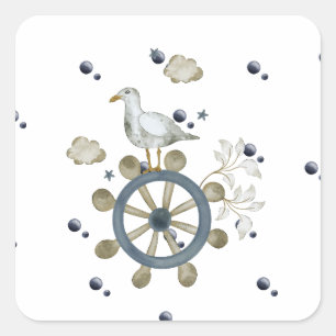 Cuadrada Gaviota Golpeando A Un Pegatina De Viaje