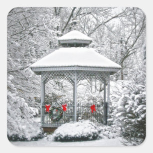 Cuadrada Gazebo en el Pegatina de la Nieve